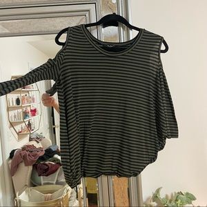 Hunter Green Cold Shoulder Top